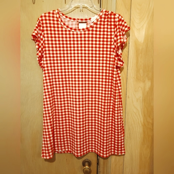 New Weekend Suzanne Betro Dress Womens Lrg Short Red White Check Stretch Jersey - Picture 3 of 7